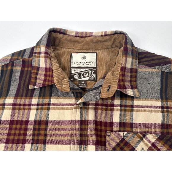 Legendary Whitetails Shirt Mens Large Brown Plaid Flannel Buck Button Up - Picture 4 of 11